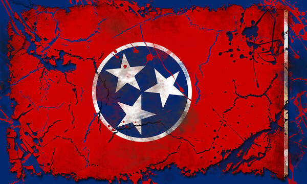 Tennessee Art Print featuring the digital art Grunge Style Tennessee Flag by David G Paul