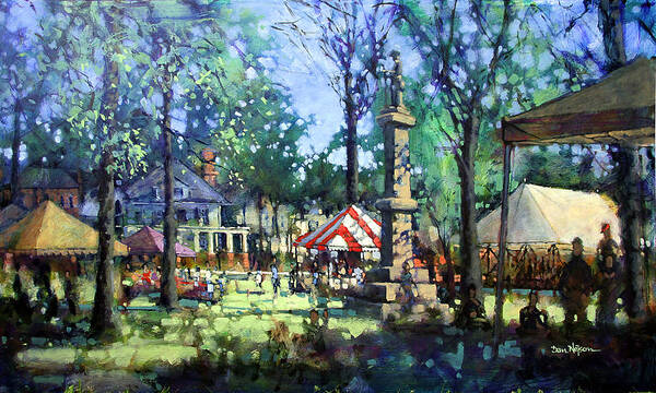 Festival Art Print featuring the painting Happening on the Commons by Dan Nelson