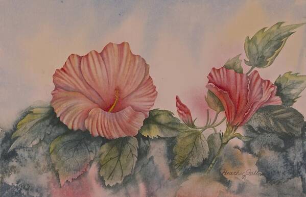 Hibiscus Art Print featuring the painting Hibiscus by Heather Gallup