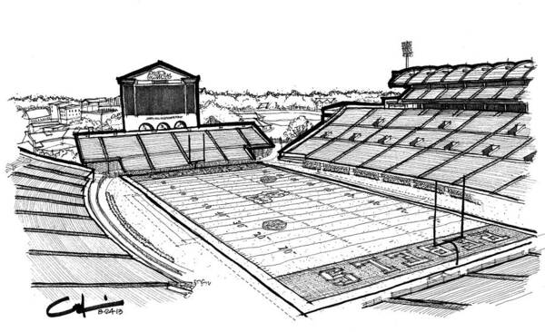 Vaught Hemingway Stadium Art Print featuring the drawing Hotty Toddy by Calvin Durham
