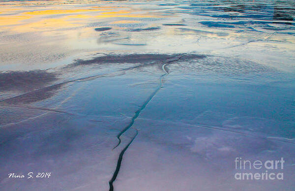 Water Art Print featuring the photograph January Sunset on a Frozen Lake by Nina Silver