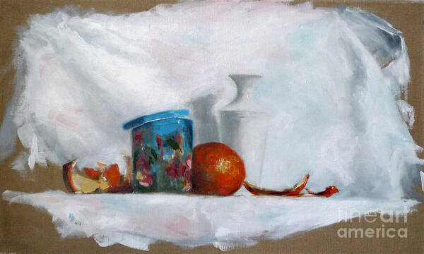 White Art Print featuring the painting Jasmine tea box by Karina Plachetka