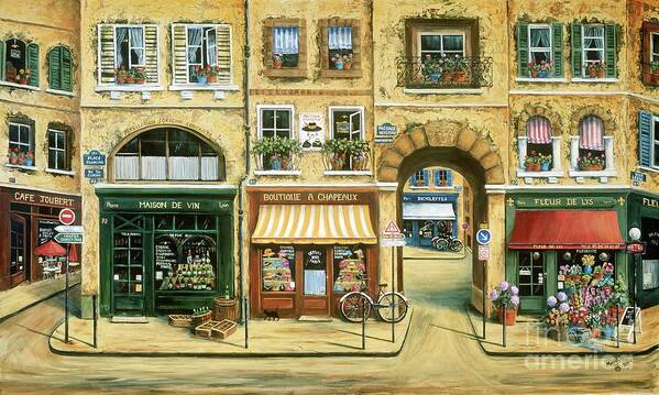 Wine Shop Art Print featuring the painting Les Rues de Paris by Marilyn Dunlap