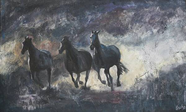 Horses Art Print featuring the painting Liberta by Escha Van den bogerd