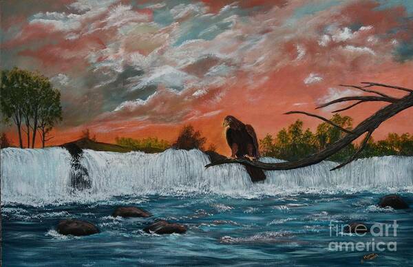 Bright Sunset Art Print featuring the painting Looking for dinner by Myrna Walsh