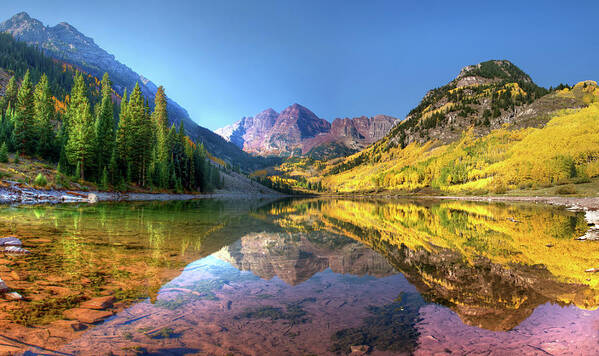 Scenics Art Print featuring the photograph Maroon Bells In Fall by Dave Soldano Images