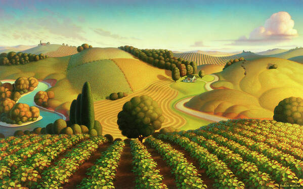 Vineyard Art Print featuring the painting Midwest Vineyard by Robin Moline