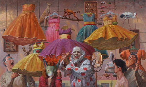 Clown Art Print featuring the painting Mind Games by Alfredo Arcia