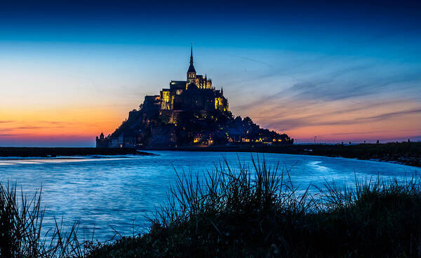 France Art Print featuring the photograph Mont St Michel Sunset by Mark Llewellyn