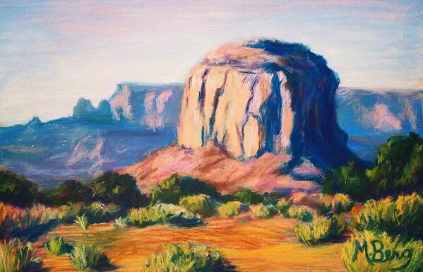 Monument Valley Art Print featuring the pastel Monument Valley Arizona by Marian Berg