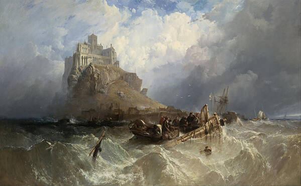 Clarkson Frederick Stanfield Art Print featuring the painting Mount St Michael Cornwall by Clarkson Frederick Stanfield