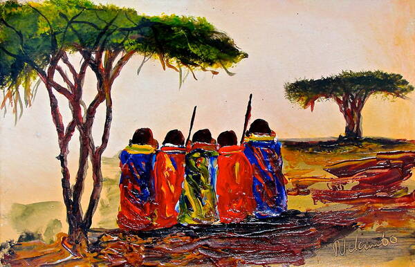 African Paintings Art Print featuring the painting N 38 by John Ndambo