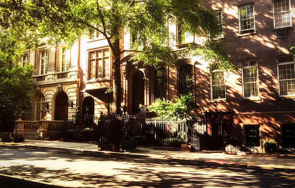Nyc Art Print featuring the photograph New York City Brownstones in the Sun by Vivienne Gucwa