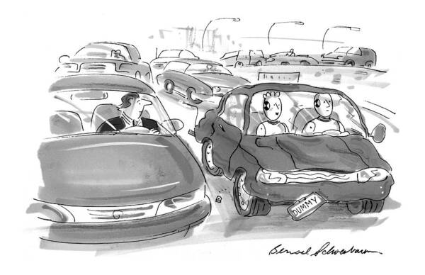 Crash Test Dummies Art Print featuring the drawing New Yorker February 15th, 1999 by Bernard Schoenbaum
