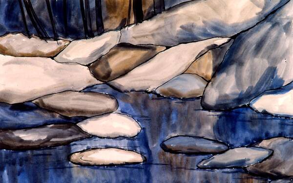 Rocks Art Print featuring the painting Night Rocks by Kendall Kessler