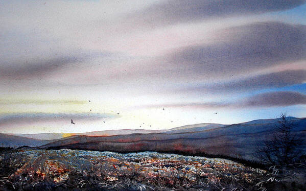 Glenn Marshall Artist Art Print featuring the painting North Yorkshire Moors at Dawn by Glenn Marshall