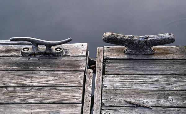 Now And Then Docking Cleats Art Print featuring the photograph Now and Then Docking Cleats by Marty Saccone