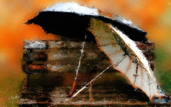 Umbrella Art Print featuring the painting Pair of Umbrellas by Rob Smith's