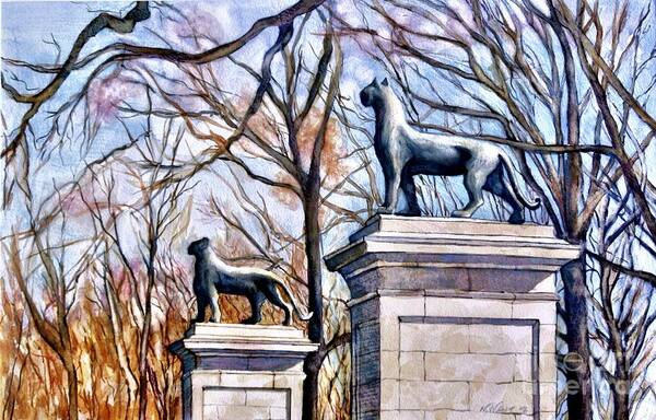 Panther Art Print featuring the painting Panthers At The Gate by Nancy Wait