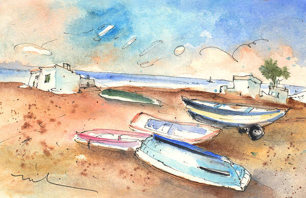 Travel Art Print featuring the painting Playa Honda in Lanzarote 03 by Miki De Goodaboom