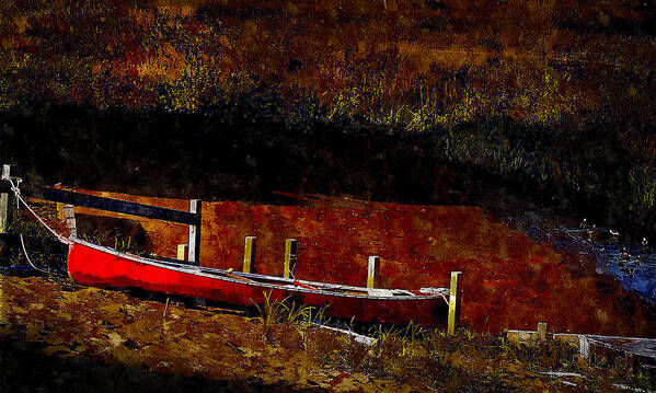 Plum Island Art Print featuring the painting Plum Island Canoe by Rick Mosher