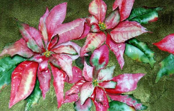 Christmas Art Print featuring the painting Poinsettia by Carol Denna