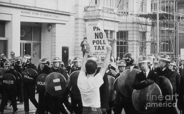 Poll Art Print featuring the photograph Poll Tax Riots London by David Fowler