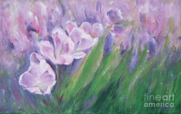 Impressionist Art Print featuring the painting Purple Tulips by Jane See