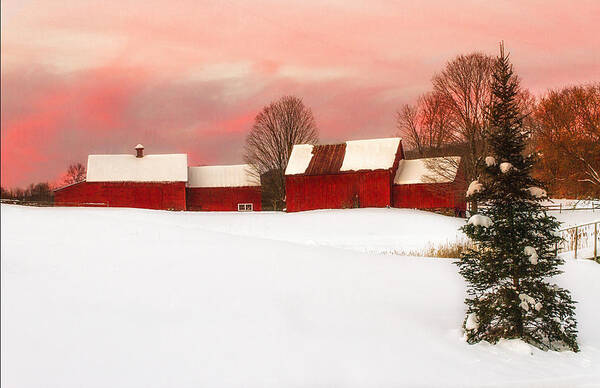 Red Barn Art Print featuring the photograph Red Barn Sunset by John Vose