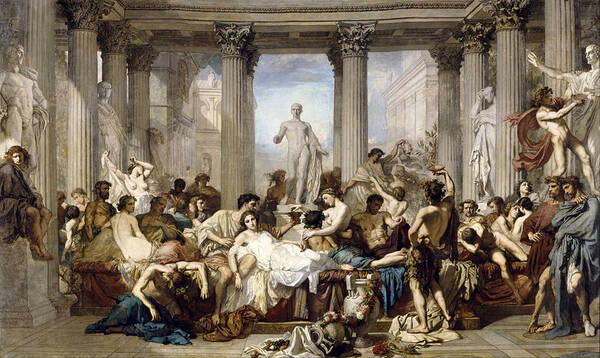 Thomas Couture Art Print featuring the painting Romans during the Decadence by Thomas Couture