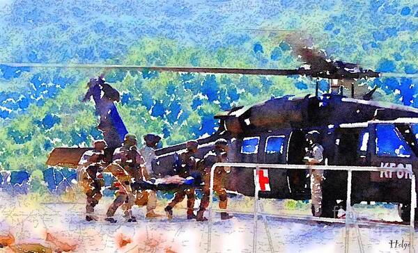 Medical Evacuation Art Print featuring the painting Salvation by HELGE Art Gallery