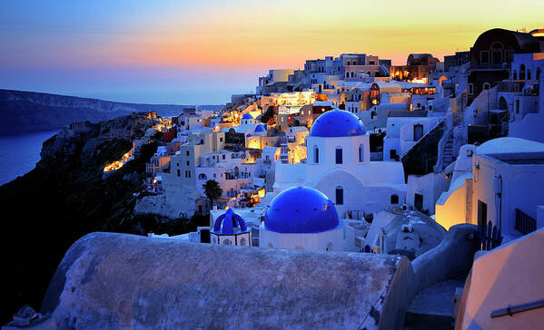 Greece Art Print featuring the photograph Santorini Island, Greece by Martin Froyda