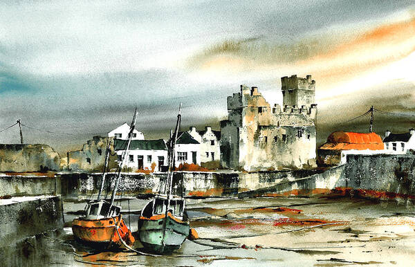 Val Byrne Art Print featuring the painting Slade Harbour Wexford by Val Byrne