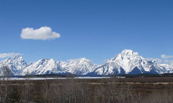 Grand Teton Np Art Print featuring the photograph Snow covered Grand Tetons by Toni and Rene Maggio