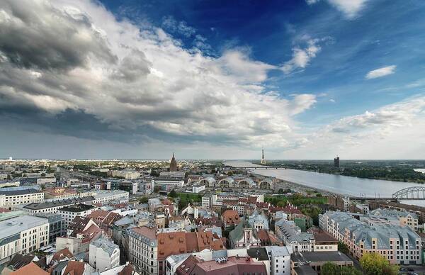 Outdoors Art Print featuring the photograph Stormy Weather Over Riga And Daugava by Paul Biris