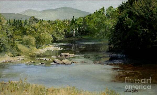 Vermont Art Print featuring the painting Summer on the River in Vermont by Laurie Rohner