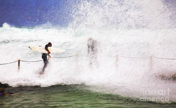 Surf Art Print featuring the photograph Surfers at rockpool by Sheila Smart Fine Art Photography