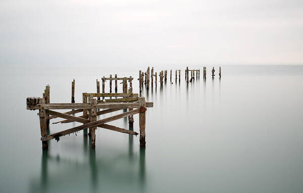 Swanage Art Print featuring the photograph Swanage Old Pier long exposure landscape by Matthew Gibson