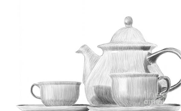 Teaware Art Print featuring the digital art Teaware by Jon Munson II