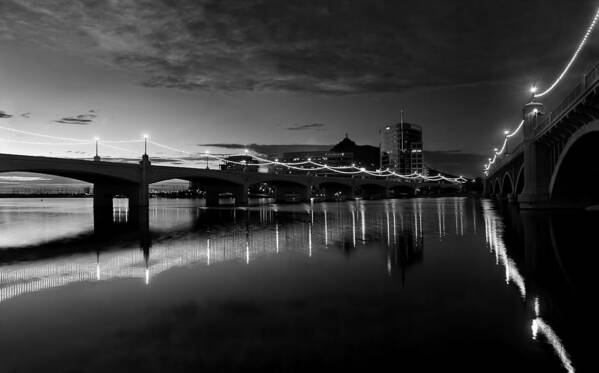 Tempe Art Print featuring the photograph Tempe Town Lake in Black and White by Dave Dilli