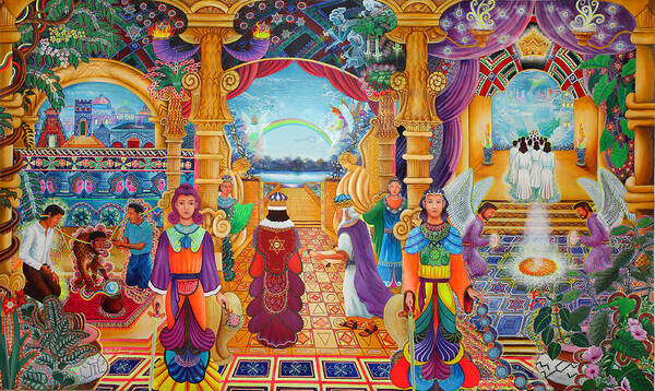 Pablo Amaringo Art Print featuring the painting Templo Sacrosanto by Pablo Amaringo