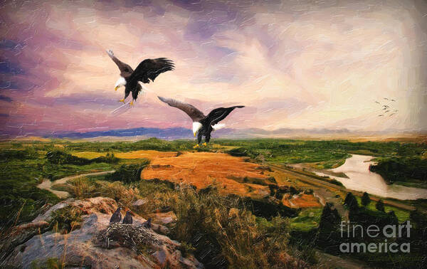 Lewis And Clark Art Print featuring the digital art The Eagle Will Rise Again by Lianne Schneider