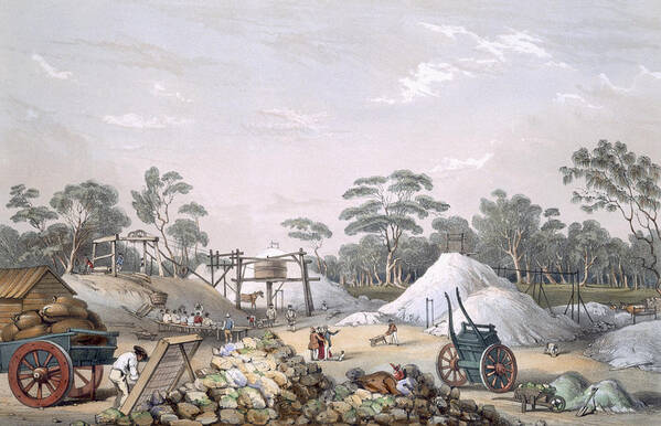 Immigration Art Print featuring the drawing The Kapunda Copper Mine, From South by George French Angas