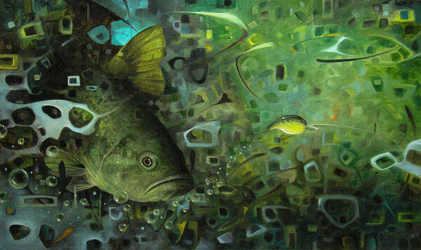 Bass Art Print featuring the painting The Lure by T S Carson