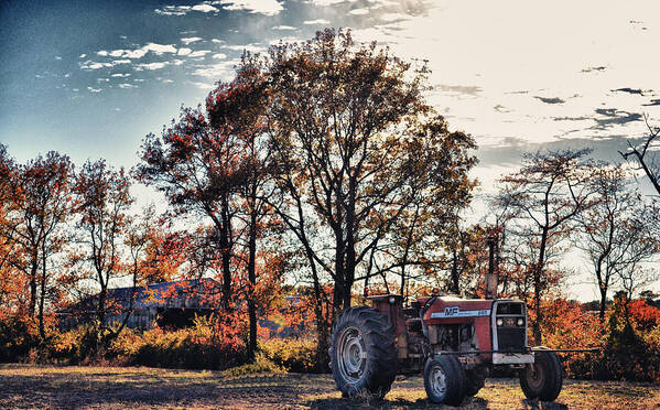 Tractor Art Print featuring the photograph Tractor Out of the Barn by Kelly Reber