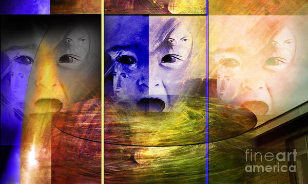 Faces Art Print featuring the painting Triad Emotive by Allison Ashton