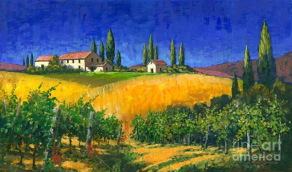 Grape Vines Art Print featuring the painting Tuscan Evening by Michael Swanson