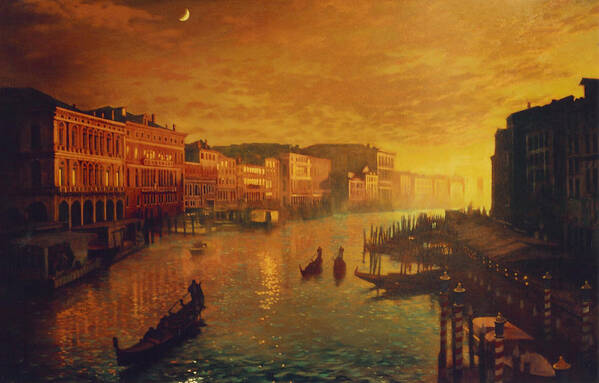 Venice Art Print featuring the painting Venice from the Rialto Bridge by Blue Sky