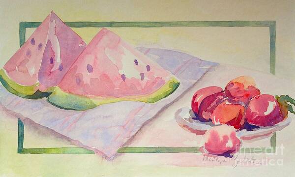 Watermelon Art Print featuring the painting Watermelon by Marilyn Zalatan