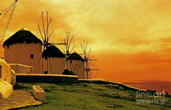 Greece Art Print featuring the photograph Windmills Of Mykonos by Madeline Ellis